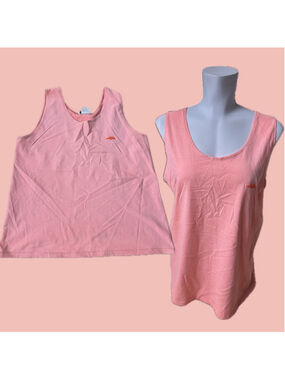 Vintage 90s Neon Coral Dragon Embroidered Tank Top Made in Canada Size L